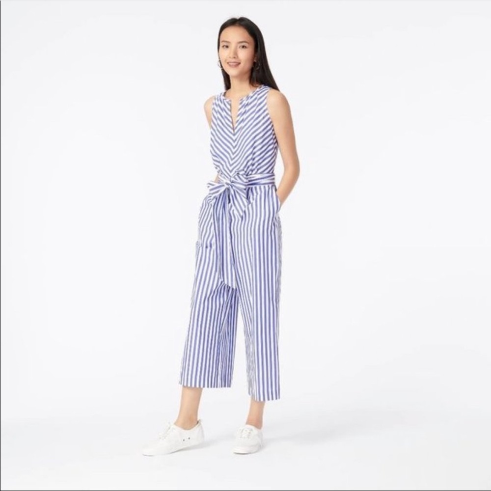 J.Crew V-neck striped cotton jumpsuit